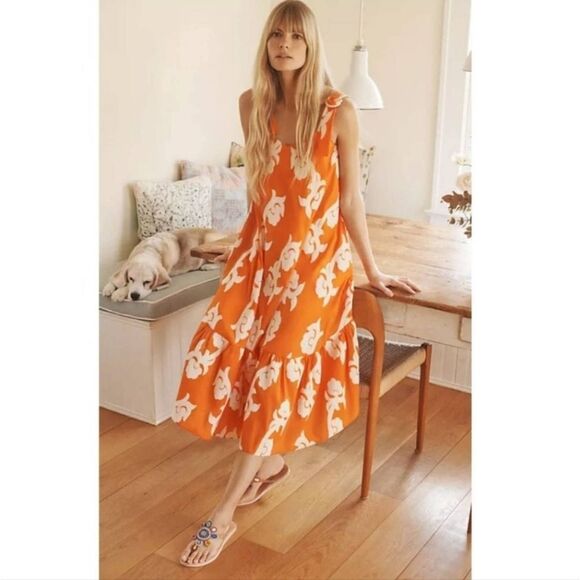 Anthropologie Dresses & Skirts - Anthropologie Exquise Phoebe Orange Flounced Embroidered Maxi Dress L $228